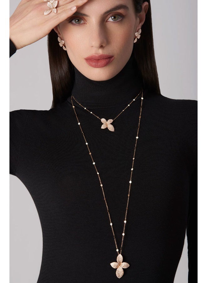 Flower Jewelry Set Crystal 3‑Piece Floral Statement Necklace Earrings Set Gold Layered Bridal Wedding Party Gift Lightweight Costume Jewelry  - Image 1