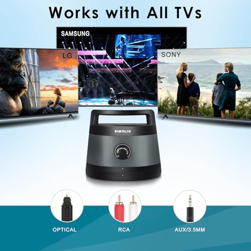 SIMOLIO Wireless Portable TV Speakers with TV Audio Listening Assistance, Voice Highlighting TV Speakers for Hard of Hearing, Seniors and Elderly, 100ft Range, Extra Headset & 2 Adapters -SM-621D - Image 4