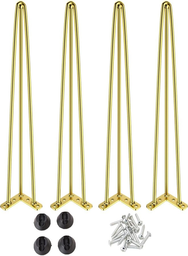 HIRVALL Heavy Duty Metal Hairpin Leg, for Sofa,Cabinet, Desk, Powdered Cotad Gold Metal Leg(3 Road,28inch) - Image 1