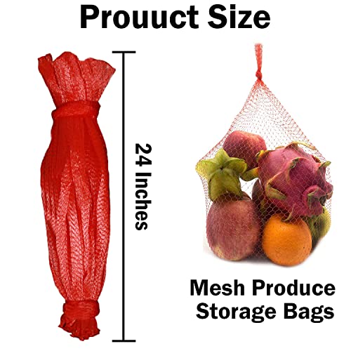 Dupiulk Reusable Produce Mesh Bags, 24 Inch Seafood Boil Bags for Crab Clam Shellfish Crawfish Cooking, Onion Potato Storage Eco-friendly Fruit Vegetable Produce Packaging Supplies Net (100Pcs-Red) - Image 2
