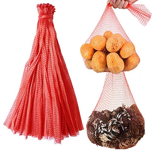 Dupiulk Reusable Produce Mesh Bags, 24 Inch Seafood Boil Bags for Crab Clam Shellfish Crawfish Cooking, Onion Potato Storage Eco-friendly Fruit Vegetable Produce Packaging Supplies Net (100Pcs-Red) - Image 1