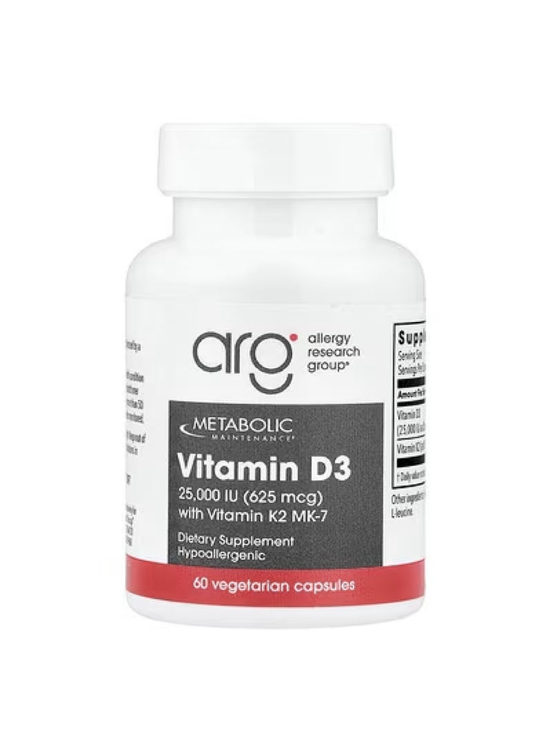 Metabolic Maintenance Vitamin D3 with Vitamin K2 MK-7, 60 Vegetarian Capsules