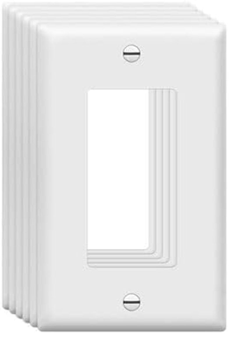 ZEFTV Mid-Size Decorator Wall Plates 1-Gang 4.89" x 3.12" Switch Outlet Electrical Cover Plate Unbreakable Thermoplastic Faceplate for Light Receptacle Outlet Switch, White (6 Pack) - Image 1