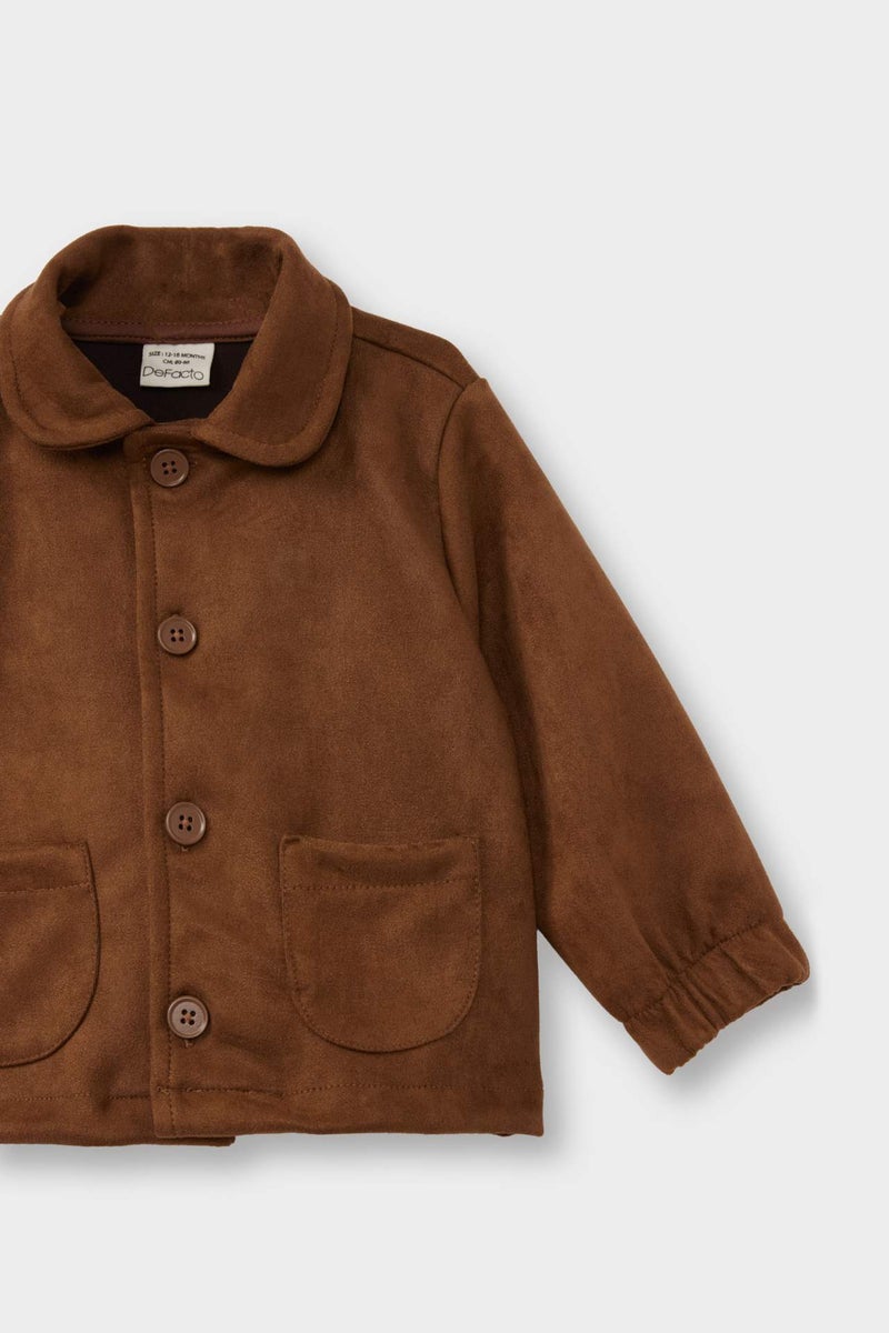 DeFacto Baby Girl Shirt Collar Suede Jacket - Image 2