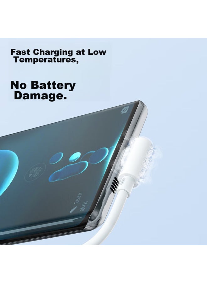 كان Can Bend Head Type-c Data Cable، شحن فائق السرعة بقوة 66 واط، كابل شحن 6 أمبير، مناسب لهواتف Huawei Nova 9 و P40 و Honor و Vivo و Xiaomi Iqoo و Oneo، بطول 1.5 متر، باللون الأبيض - Image 3