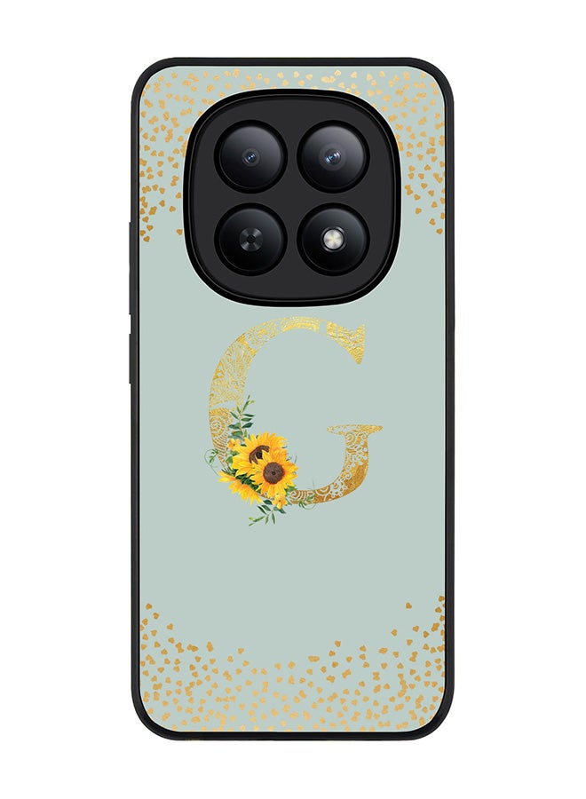 For Xiaomi Redmi Note 15 5G / Poco M8 Case,Slim fit Camera Protection, Shockproof Thin Phone cover  - Custom Floral Monogram - G  (Light Grey )