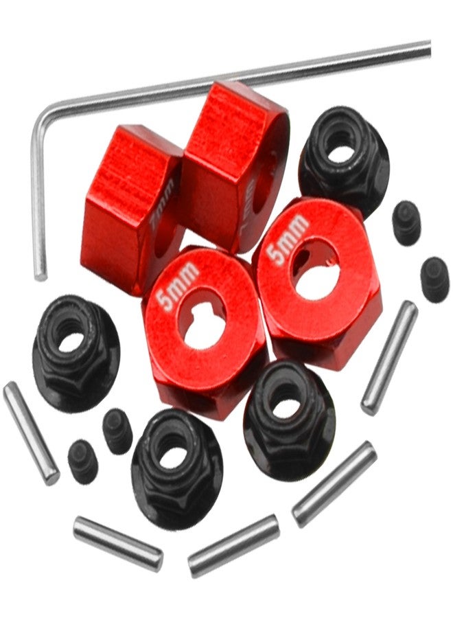 Vgoohobby Aluminum Alloy 12mm Wheel Hex Hub Drive Adapters w/Lock Nuts Compatible with Horizon ECX 1/10 Ruckus Axe Brutus Circui AMP MT/DB/AMP Crush 2WD RC Car (Red) - Image 3