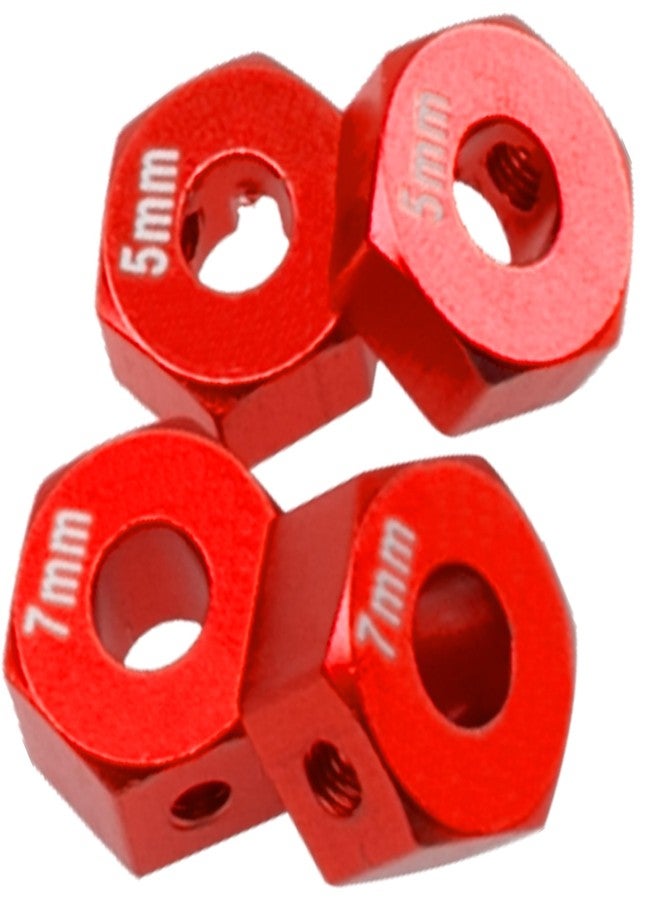Vgoohobby Aluminum Alloy 12mm Wheel Hex Hub Drive Adapters w/Lock Nuts Compatible with Horizon ECX 1/10 Ruckus Axe Brutus Circui AMP MT/DB/AMP Crush 2WD RC Car (Red) - Image 4