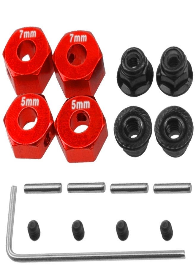 Vgoohobby Aluminum Alloy 12mm Wheel Hex Hub Drive Adapters w/Lock Nuts Compatible with Horizon ECX 1/10 Ruckus Axe Brutus Circui AMP MT/DB/AMP Crush 2WD RC Car (Red) - Image 1