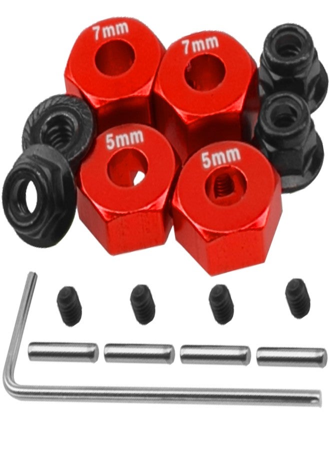 Vgoohobby Aluminum Alloy 12mm Wheel Hex Hub Drive Adapters w/Lock Nuts Compatible with Horizon ECX 1/10 Ruckus Axe Brutus Circui AMP MT/DB/AMP Crush 2WD RC Car (Red) - Image 2