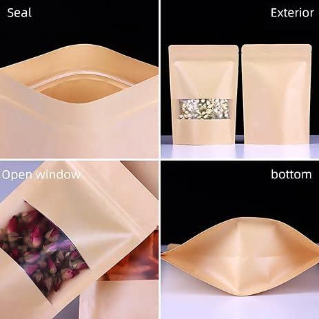 E Sko ESKO Stand Up Ziplock Pouch - Reusable, Airtight Kraft Paper Storage Pouch(Brown)| 18X26 Cm(Pack Of 100) - Image 5
