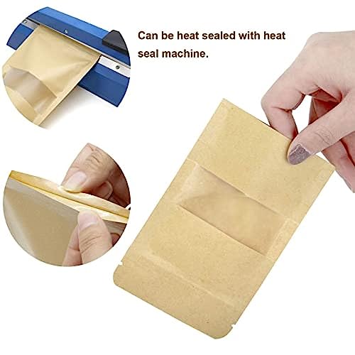 E Sko ESKO Stand Up Ziplock Pouch - Reusable, Airtight Kraft Paper Storage Pouch(Brown)| 18X26 Cm(Pack Of 100) - Image 4