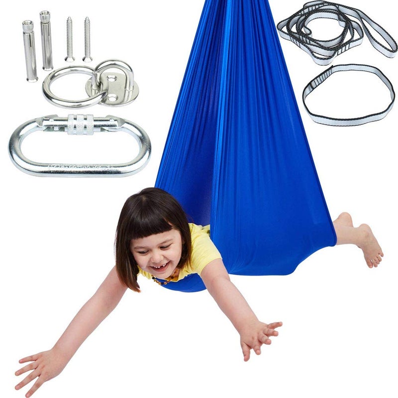DOI IRON Sensory Swing for Kids with Ceiling Hook SaggyResistant DoubleLayer Fabric IndoorOutdoor Cocoon Therapy Swing for Autism Yoga  Play 