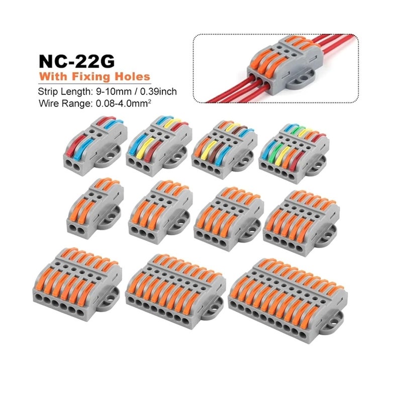 Universal Compact Wiring Terminal Block with Fix Hole 22G 12 2PCS for Home Electrical Docking - Image 3