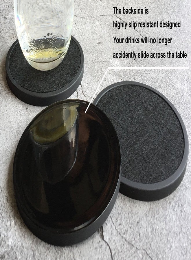 MECOWON Absorbent Coasters for Drinks with Holder, 8 Pieces Silicone Coasters with Soft Felt Insert, Black - Image 4