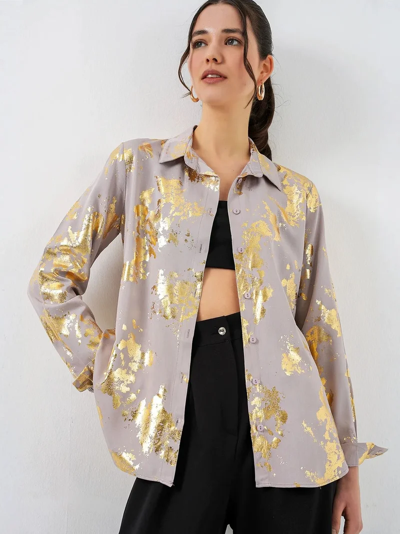 BIG DART BDART Oversized Abstract Print Button-Front Shirt