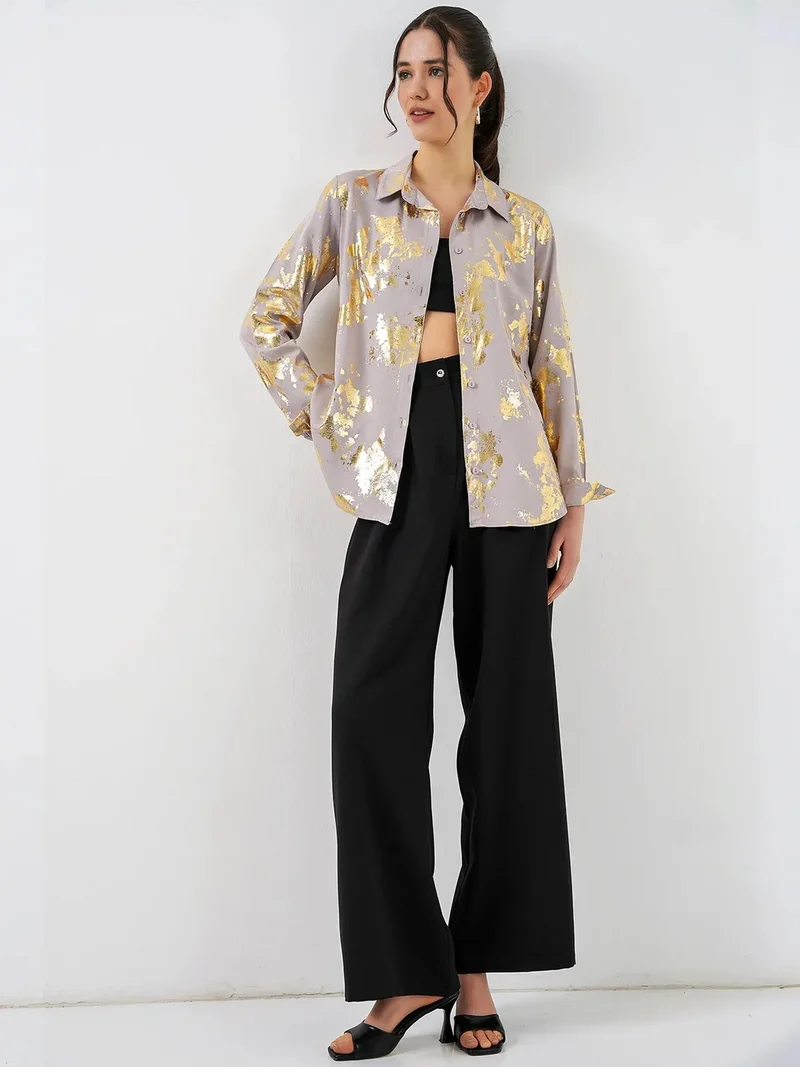BIG DART BDART Oversized Abstract Print Button-Front Shirt