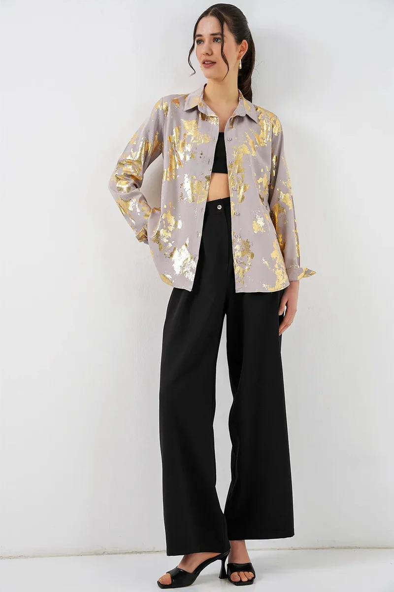 بيغ دارت BDART Oversized Abstract Print Button-Front Shirt