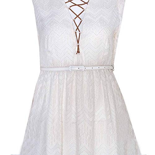 Selighting Women's Solid Color Faux Leather Skinny Belts for Dresses (One Size, White) - Image 2