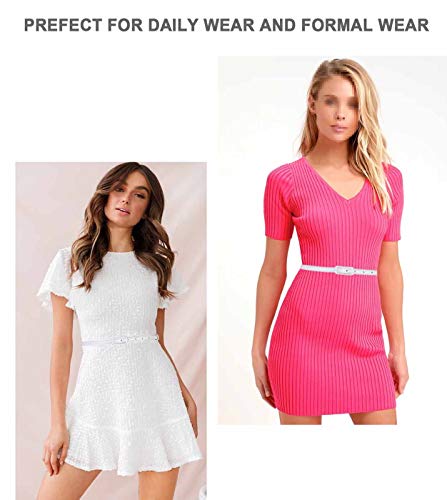 Selighting Women's Solid Color Faux Leather Skinny Belts for Dresses (One Size, White) - Image 5