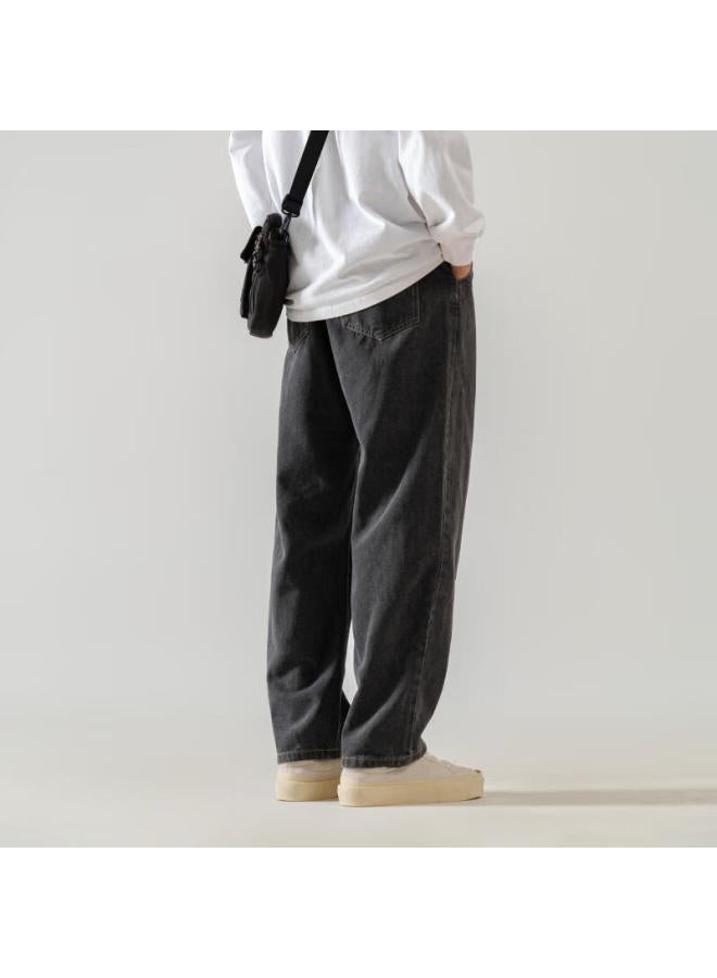 Dingfengbaoluo Men's Spring And Summer Loose And Breathable Straight-leg Casual Jeans For Men 808 Black Gray 3XL - Image 3