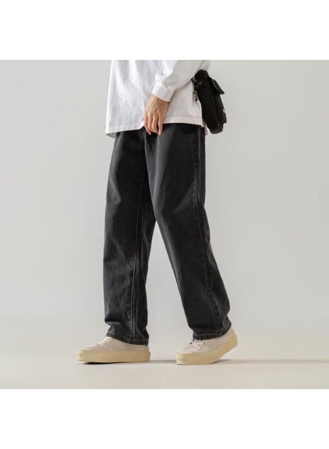 Dingfengbaoluo Men's Spring And Summer Loose And Breathable Straight-leg Casual Jeans For Men 808 Black Gray 3XL - Image 2