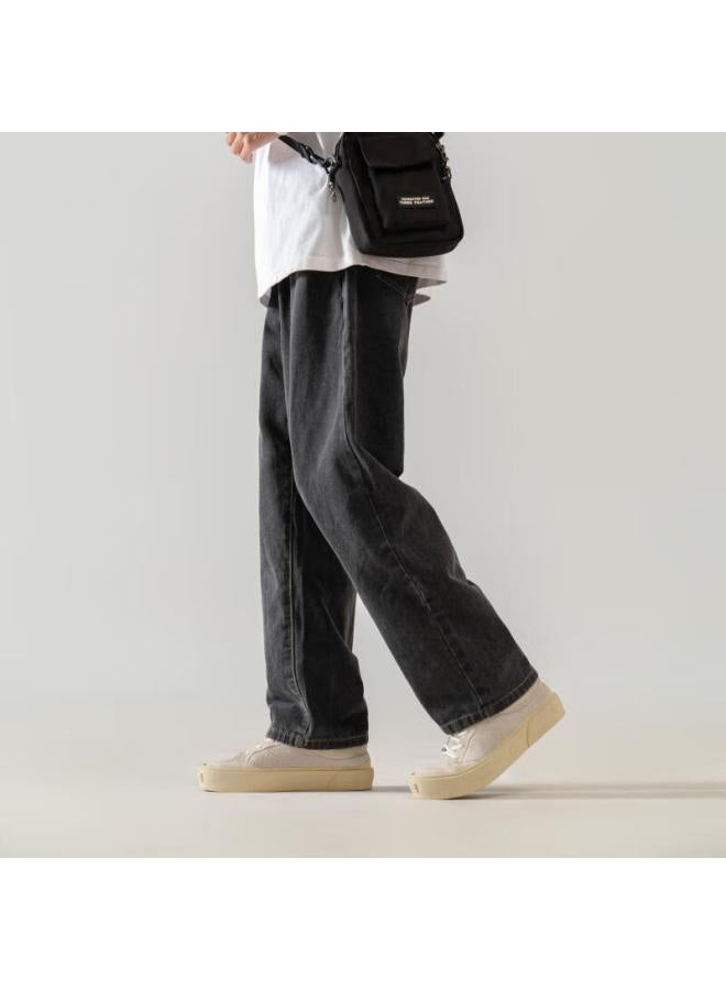 Dingfengbaoluo Men's Spring And Summer Loose And Breathable Straight-leg Casual Jeans For Men 808 Black Gray 3XL - Image 5