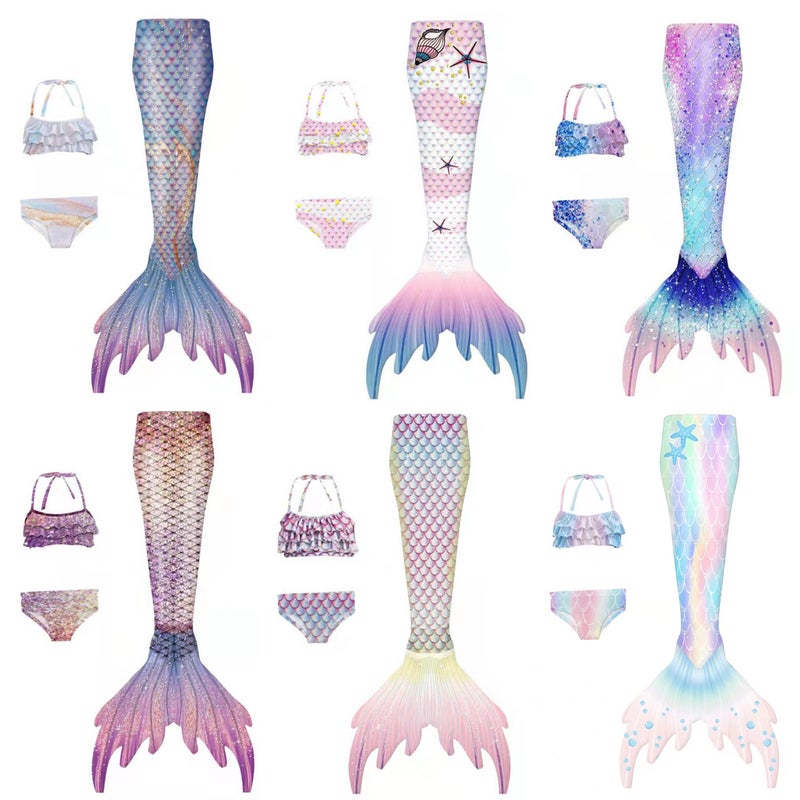 Kids Mermaid Swimsuit 3-Piece Set - Image 1