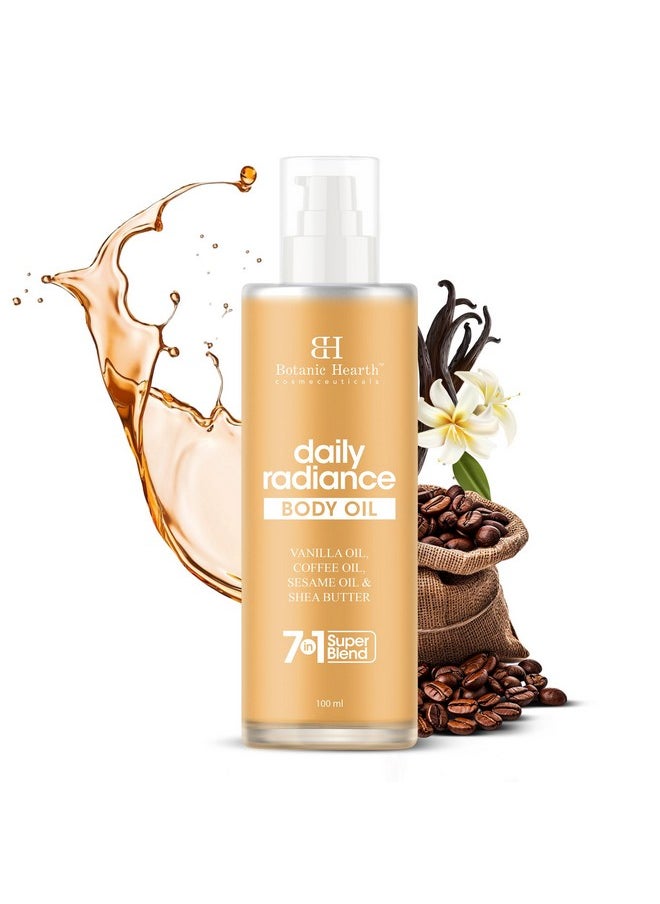 Botanic Hearth Botanic Hearth Daily Radiance Body Oil 100 ml - Lightweight Hydrating Oil with Vinilla, Coffee, Sesame Oil & Shea Butter for Glowing Skin for Men & Women  - Image 1