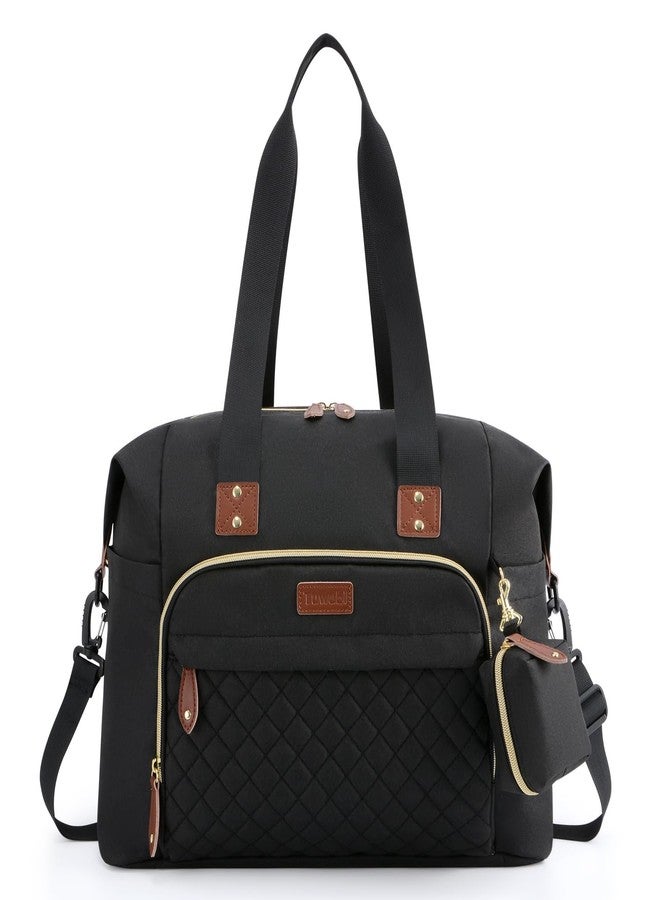 Tuwubi Diaper Bag Tote,Baby Diaper Bag with Pacifier Case Large Travel Diaper Tote Caddy for Mom and Dad Multifunction Large Baby Bag - M-Black - Image 1