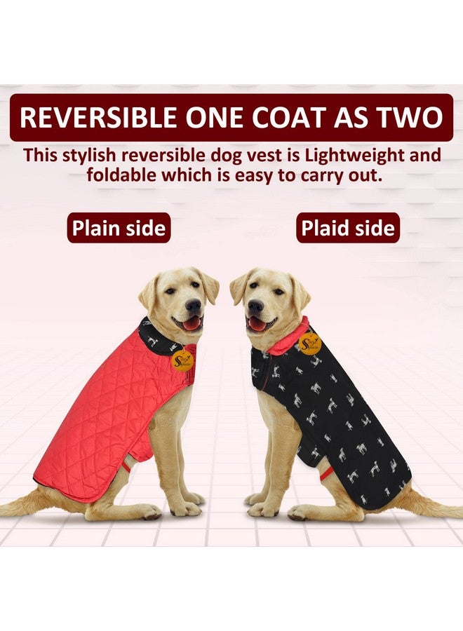Sage Square 2 In 1 Premium Reversible Double Side Dog Coat, Ultra Warm Windproof Winter, Thicker Fleece Jacket For Cold Weather (Black And Red) (Small) (12 Inches) - Image 2