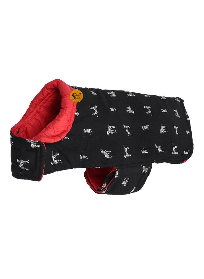 Sage Square 2 In 1 Premium Reversible Double Side Dog Coat, Ultra Warm Windproof Winter, Thicker Fleece Jacket For Cold Weather (Black And Red) (Small) (12 Inches) - Image 4