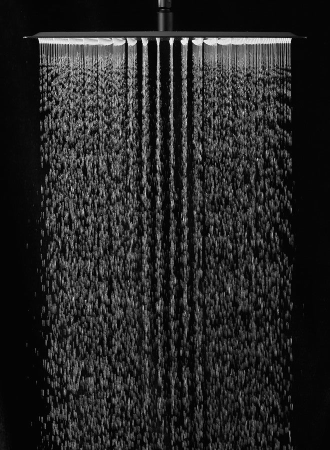 BWE رأس دش مطري BWE ضغط عالي أسود 16 بوصة مربع من الفولاذ المقاوم للصدأ 304 مع اتصال 1/2 لتركيب السقف أو الجدار في الحمام - Image 2