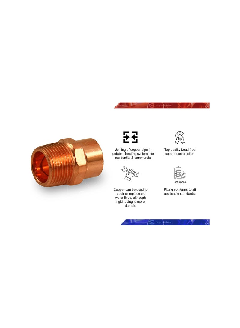 SUPPLYGIANT Supply Giant DDNA0034-5 Male Adapter Fitting Sweat x MIP Connections, 3/4, Copper - Image 2