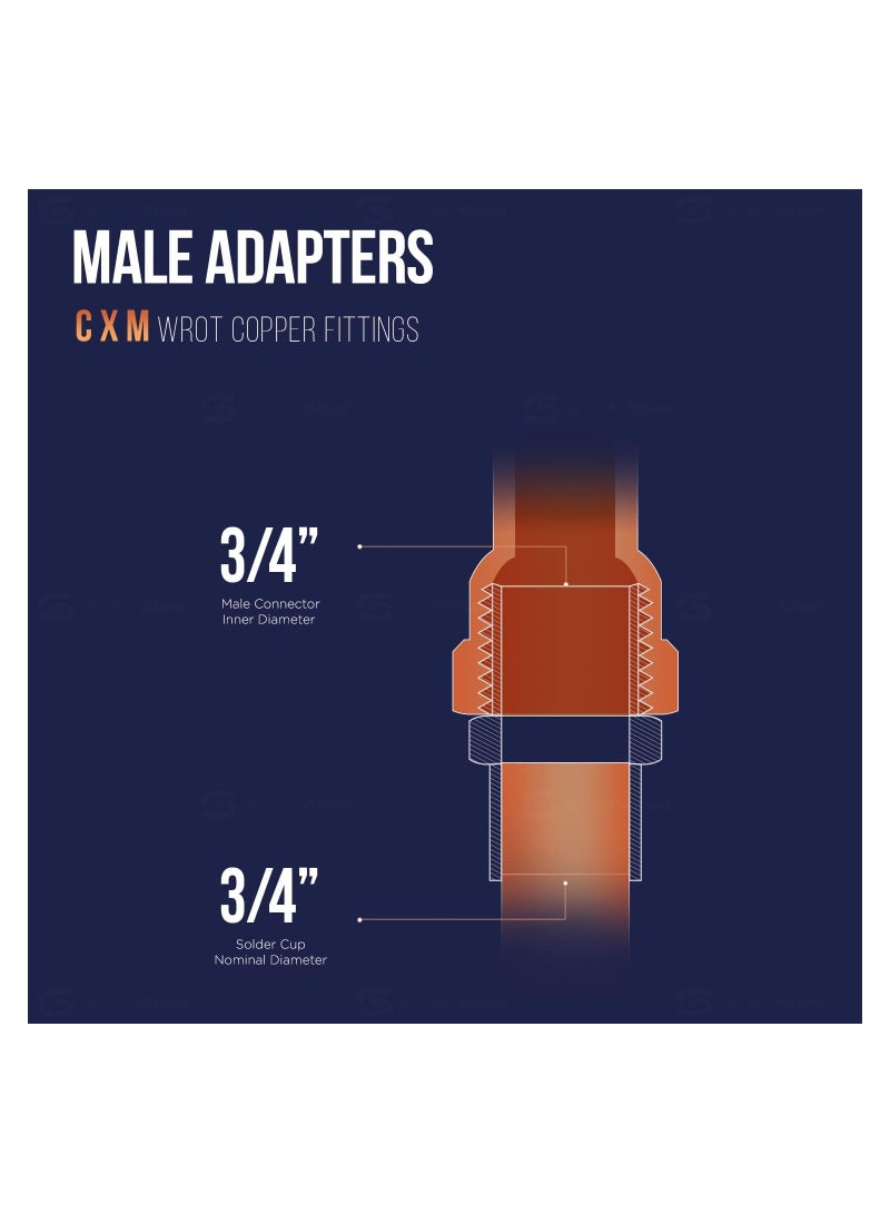 SUPPLYGIANT Supply Giant DDNA0034-5 Male Adapter Fitting Sweat x MIP Connections, 3/4, Copper - Image 4