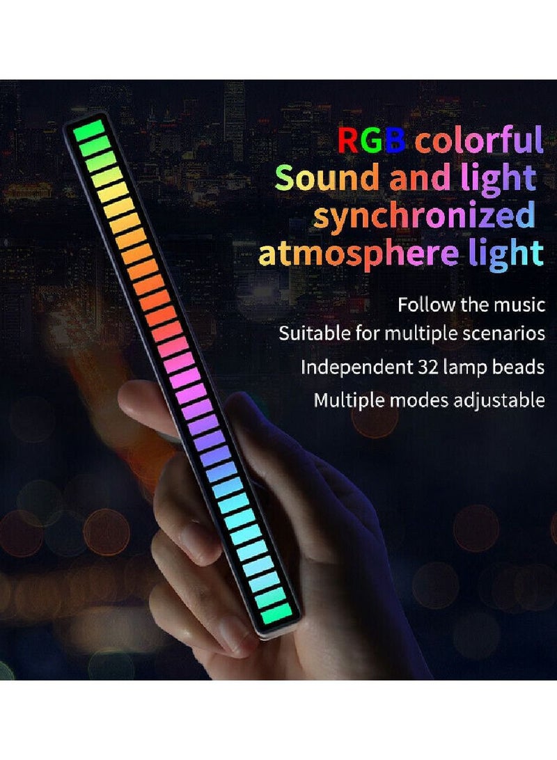 DIGI CORE RGB Sound Control Light Bar, Wireless Sound Activated Rhythm Light Bar, 32-Bit Rechargeable Colorful Music Level Voice-Activated Ambient Led Light Bar for Car, Gaming Room, Party, DJ, Desktop - Image 2