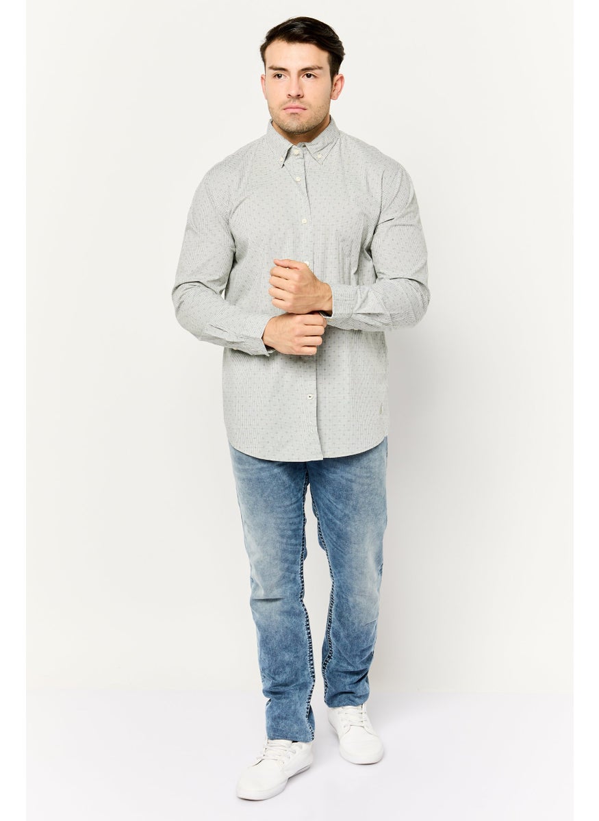 NAUTICA Men Classic Fit Embroidered Logo Long Sleeve Casual Shirt, Light Sage Green  - Image 3