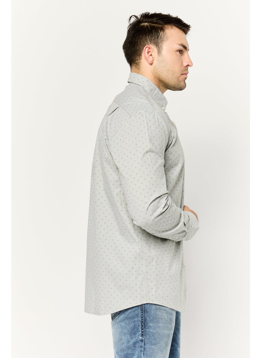 NAUTICA Men Classic Fit Embroidered Logo Long Sleeve Casual Shirt, Light Sage Green  - Image 4