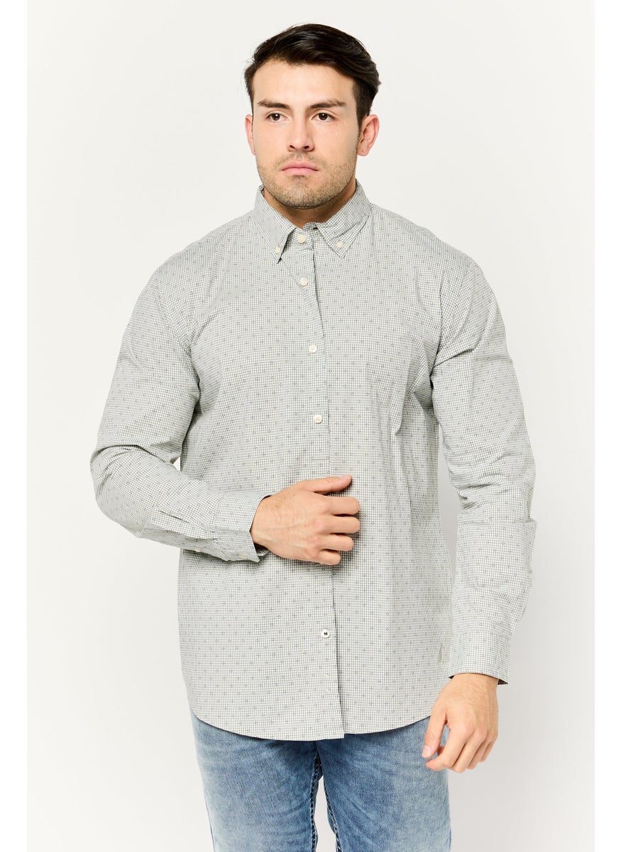 NAUTICA Men Classic Fit Embroidered Logo Long Sleeve Casual Shirt, Light Sage Green  - Image 1