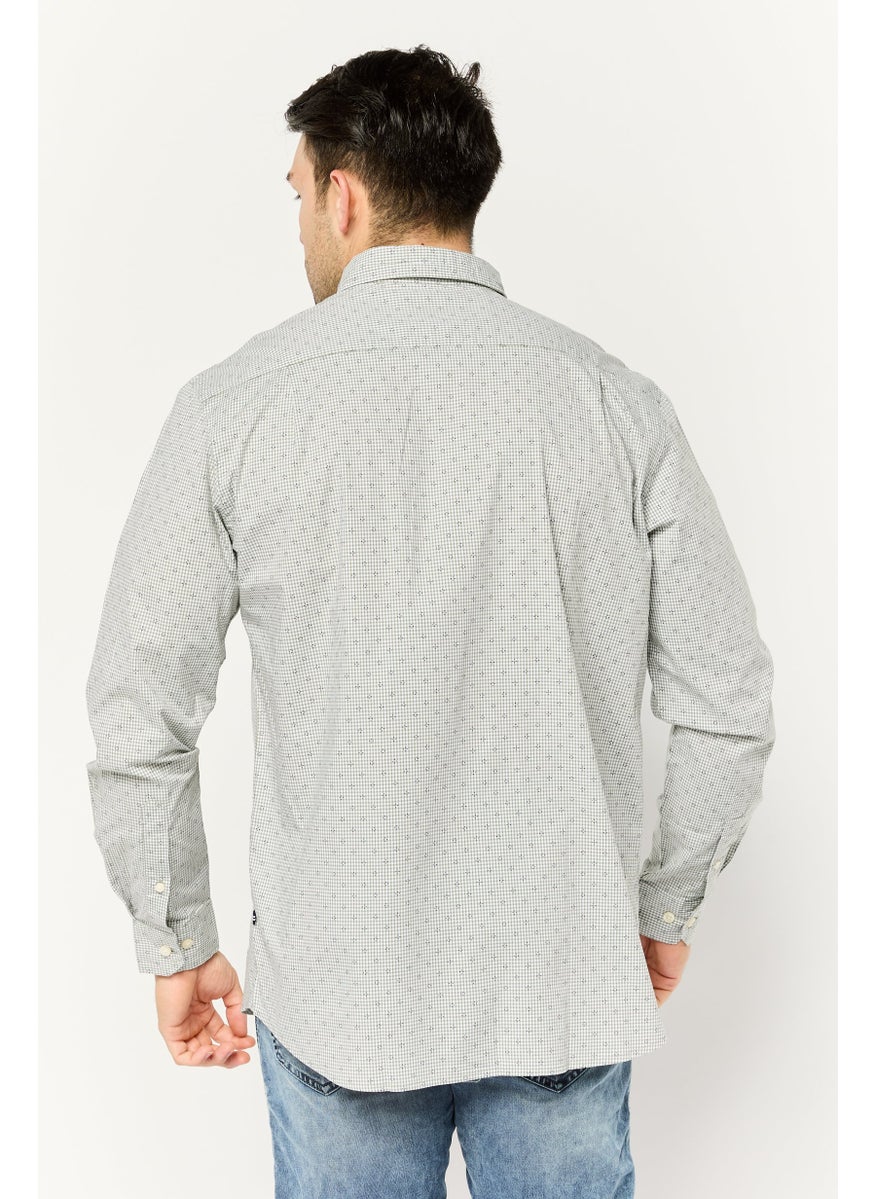 NAUTICA Men Classic Fit Embroidered Logo Long Sleeve Casual Shirt, Light Sage Green  - Image 2