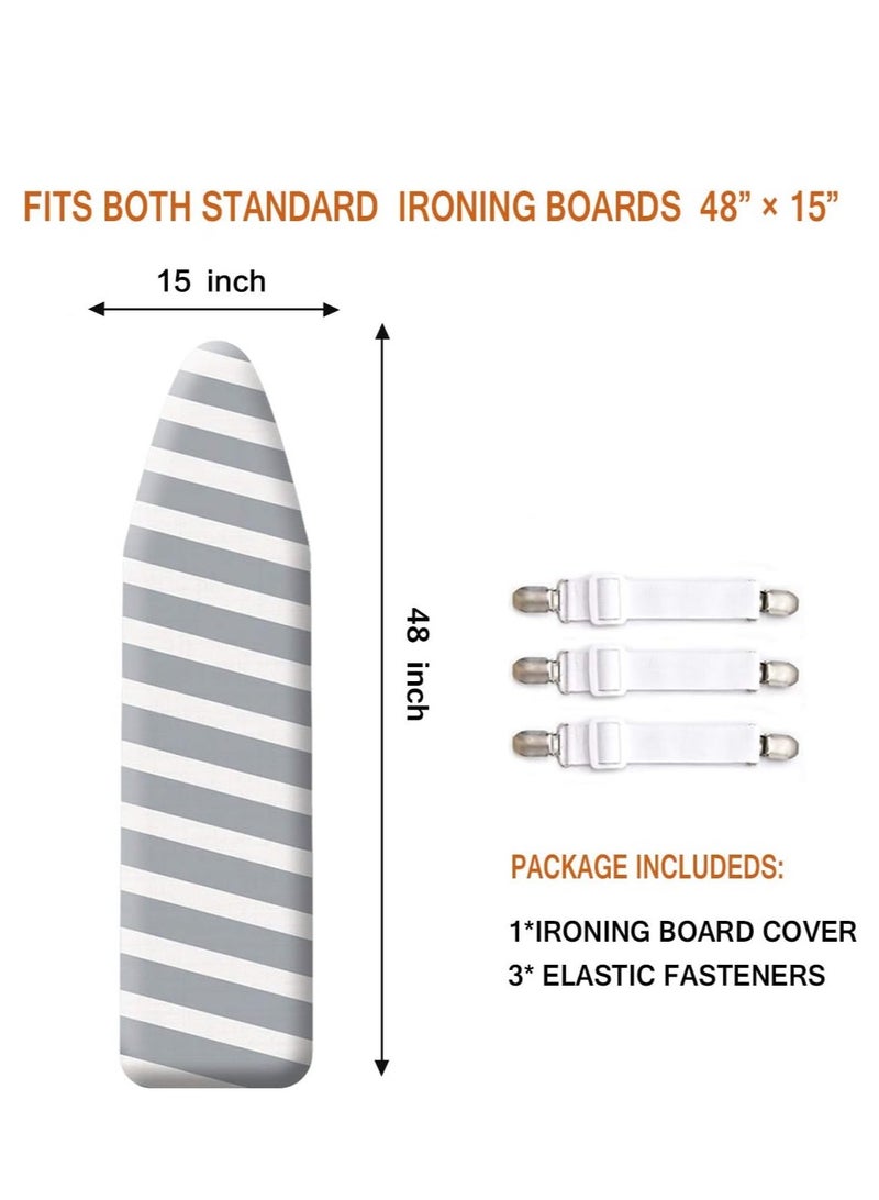 SheeChung SheeChung 48x15 Ironing Board Cover and Pad - with Elasticized Edges and 3 Connecting Straps,Premium Heavy Duty 3-Layer Silicone Coated Cover,Heat Reflective, Scorch Resistant  - Image 2