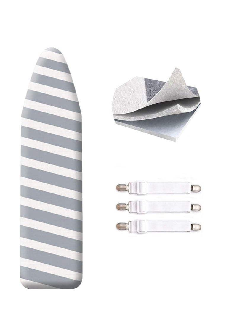 SheeChung SheeChung 48x15 Ironing Board Cover and Pad - with Elasticized Edges and 3 Connecting Straps,Premium Heavy Duty 3-Layer Silicone Coated Cover,Heat Reflective, Scorch Resistant  - Image 1