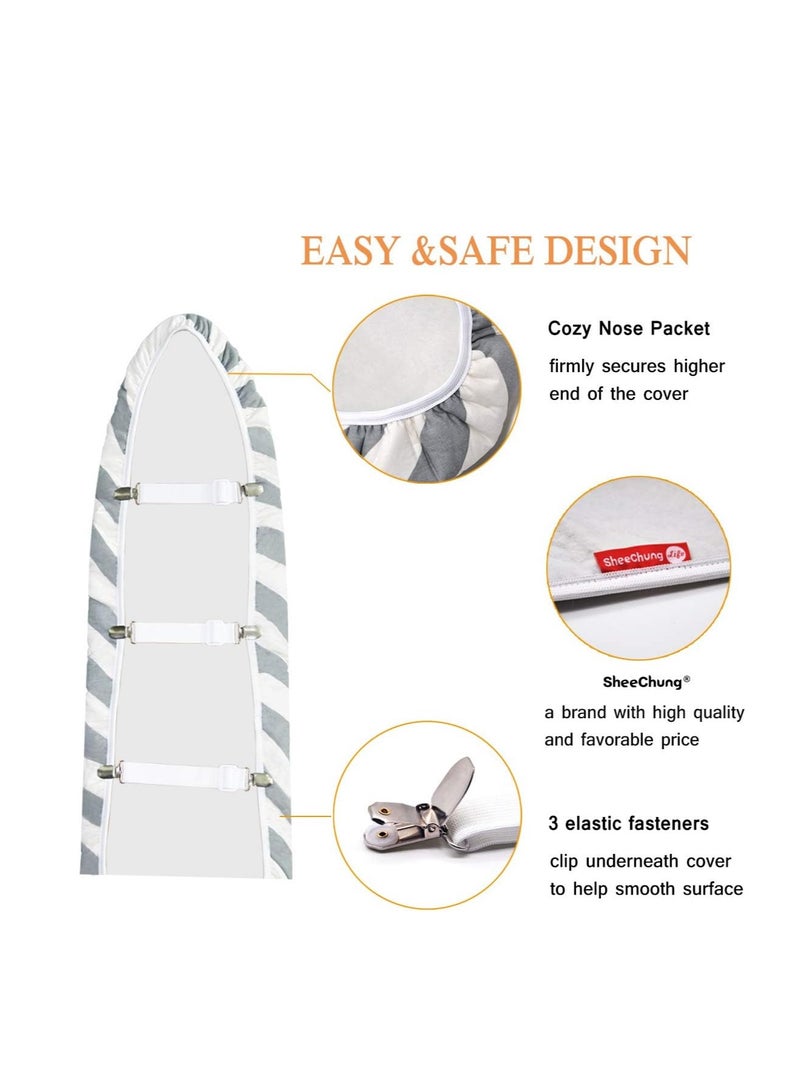 SheeChung SheeChung 48x15 Ironing Board Cover and Pad - with Elasticized Edges and 3 Connecting Straps,Premium Heavy Duty 3-Layer Silicone Coated Cover,Heat Reflective, Scorch Resistant  - Image 3