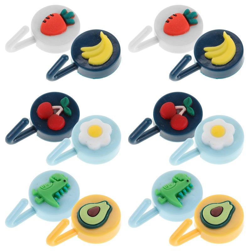 12pcs Reusable Wall Hooks No Damage Cartoon Fruit Animal Design for Kitchen Bathroom Storage - Image 2