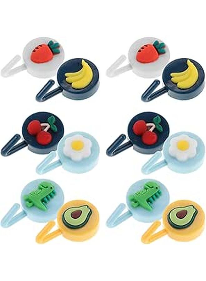 12pcs Reusable Wall Hooks No Damage Cartoon Fruit Animal Design for Kitchen Bathroom Storage - Image 1