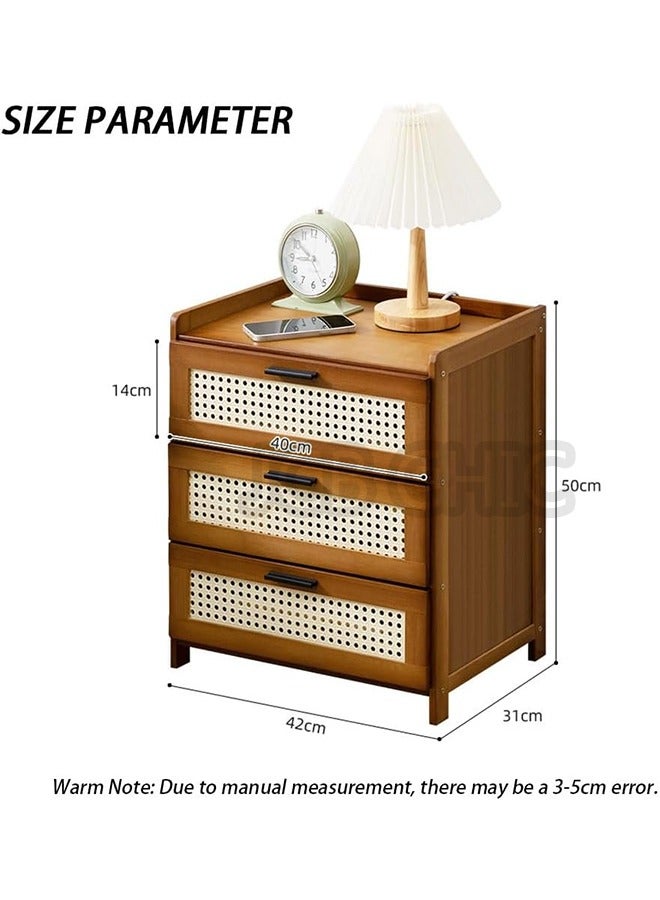 JCB CHIC Modern Bamboo Nightstand, Night Stand with 3 Drawer, Elegant Bedside Table End Table Side Table Nightstand for Bedroom Living Room Storage - Image 2