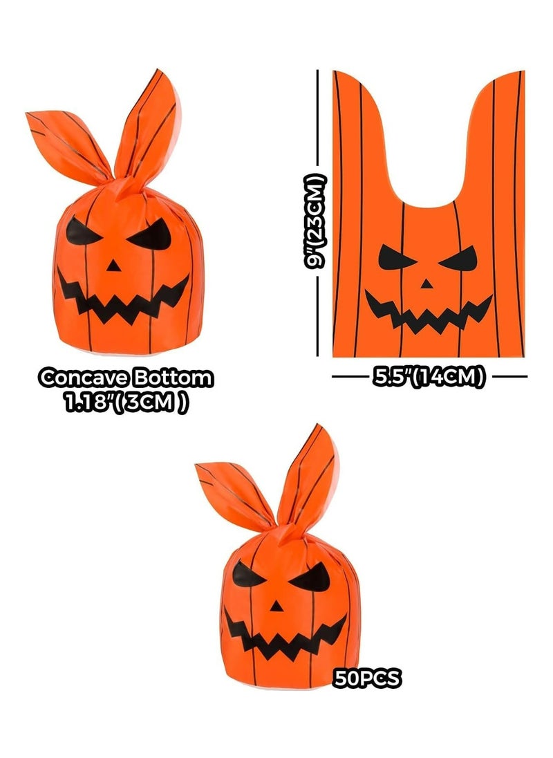 JOLLITY LLC Halloween Treat Bags Kids Candy Treat Cute Bunny Ear Small Cookies Plastic Gift Packs for Party Favors Decorations 50 pcs Style 1  - Image 2