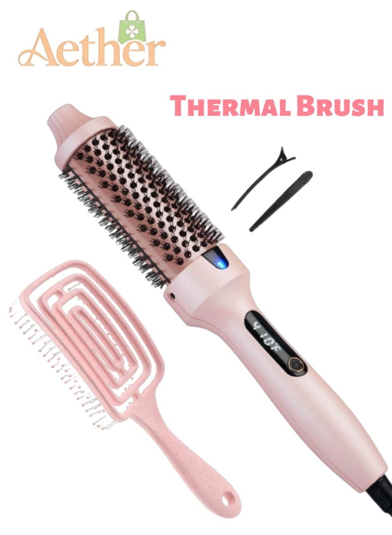 AETHER Thermal Brush, Blowout Boost 1.5 inch Heated Round Brush for Blowout Look, Dual Voltage, Pink, Sakura, Tourmaline Ceramic, Negative Ion Technology, 5 Temperature Settings, Less Damage - Image 1