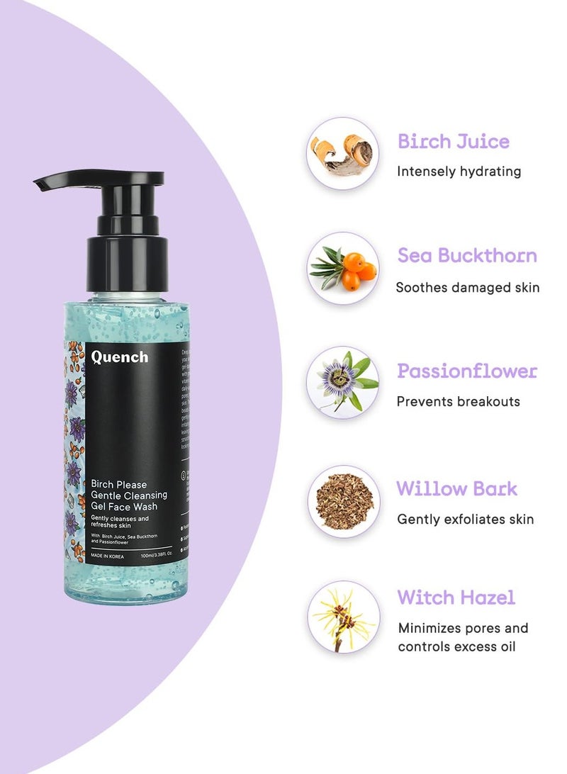 Quench Gentle Cleansing Gel Face Wash with Salicylic Acid & Birch Juice Enzymes | Gently Exfoliates with Biodegradable Beads for Smooth, Clear Skin | Brightens & Hydrates Skin | Made in Korea (100ml) - Image 3