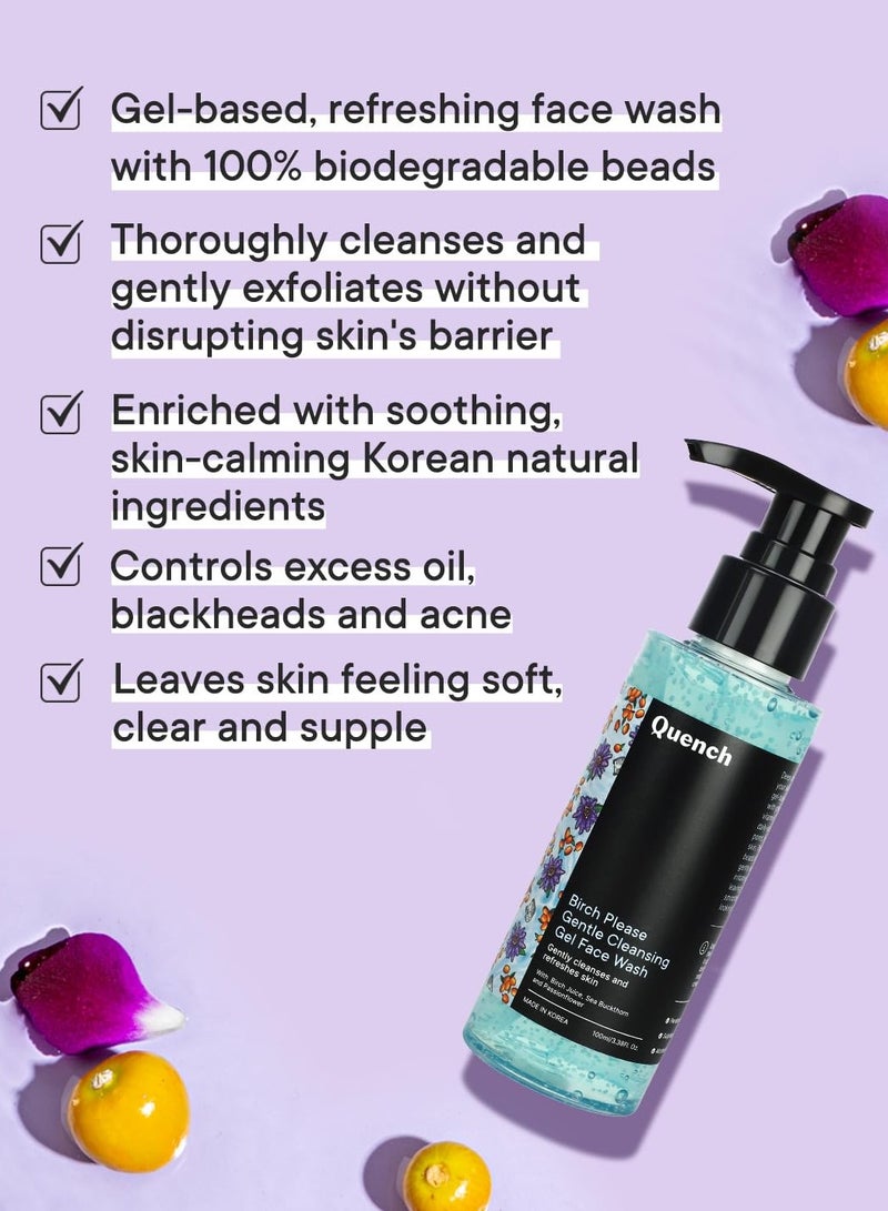 Quench Gentle Cleansing Gel Face Wash with Salicylic Acid & Birch Juice Enzymes | Gently Exfoliates with Biodegradable Beads for Smooth, Clear Skin | Brightens & Hydrates Skin | Made in Korea (100ml) - Image 4